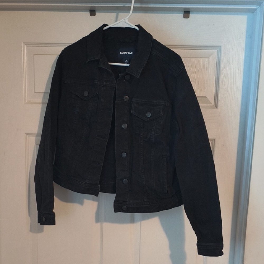 Lands End Black Jean Jacket
